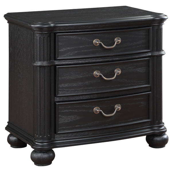 English Elm Taylor Black 3-Drawer Nightstand with Felt-Lined Organizer, Antique Copper Pulls, Sleek Bedroom Storage B062P299900