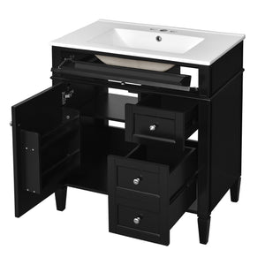 English Elm 30'' Modern Bathroom Vanity With Ceramic Sink, 2 Drawers & Tip-Out Storage For Stylish Organization N710P250194B