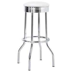 English Elm Midge Retro Diner 3 Piece Pub Set with Chrome Base and Swivel Backless Stools B062S01655