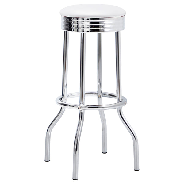 English Elm Midge Retro Diner 3 Piece Pub Set with Chrome Base and Swivel Backless Stools B062S01655