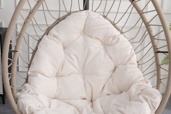 English Elm Outdoor Garden Rattan Egg Swing Chair - Cozy Hanging Chair With Cushions For All-Weather Comfort W2500P362177-GIGA