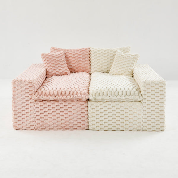 English Elm Luxury Color-Block Turtle Velvet Sofa - Versatile Modular Design For Stylish Living Room Comfort W3371S00044