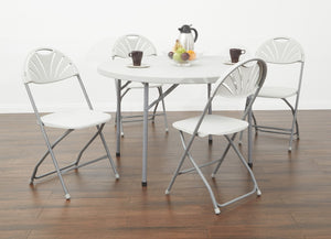 OSP Home Furnishings Resin Folding Chair Set of Four with Steel Frame for Banquet Patio or Indoor Use Plastic PC-54