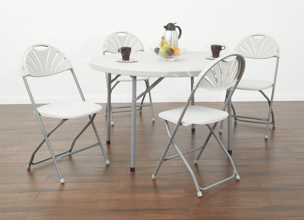 OSP Home Furnishings Resin Folding Chair Set of Four with Steel Frame for Banquet Patio or Indoor Use Plastic PC-54