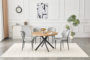 English Elm Round Foldable Mdf Dining Table with Radial Legs for Small Space Bistro Interiors Oak W3493P462093