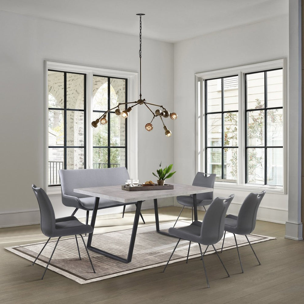 English Elm Palindra 6-Piece Modern Industrial Dining Set With Gray Concrete Table And Comfortable Seating B2736S00004-GIGA