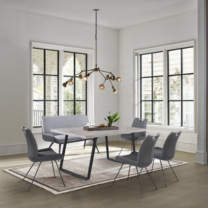 English Elm Palindra 6-Piece Modern Industrial Dining Set With Gray Concrete Table And Comfortable Seating B2736S00004-GIGA