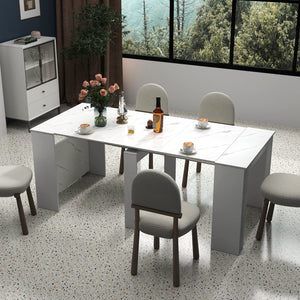 English Elm Multifunctional Extendable Console Table Up to 118.5in — Space-Saving Modern Desk to Dining Table W331P250559