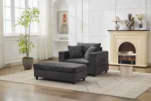 English Elm Chaise Lounge Chair With Removable Ottoman & Pillows - Modern, Pet-Friendly Accent Sofa Bed For Comfort W1170P353049