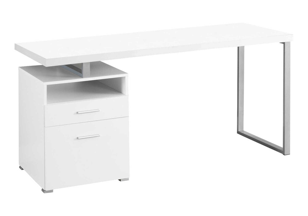 English Elm Computer 60" Work Desk with Reversible Left/Right Setup, File Drawer & Open Cubby for Office Storage White 64 L x 27 W x 7 H B2710P219619