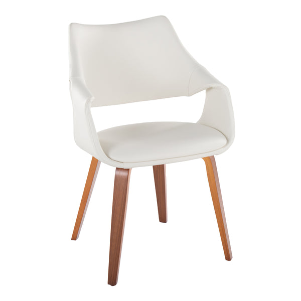 English Elm Chair Set of Two with White Faux Leather Seating and Warm Walnut Bentwood Legs B202S02070