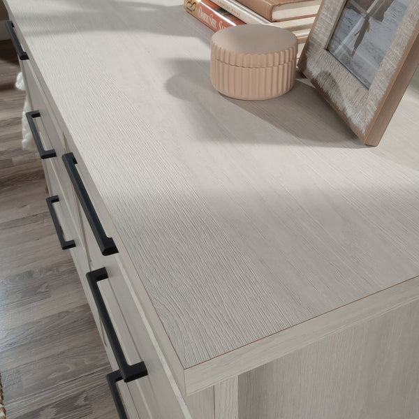 English Elm Dresser, Stylish White Storage Solution With Six Drawers, Smooth-Glide Metal Runners, Versatile Design B356P402643