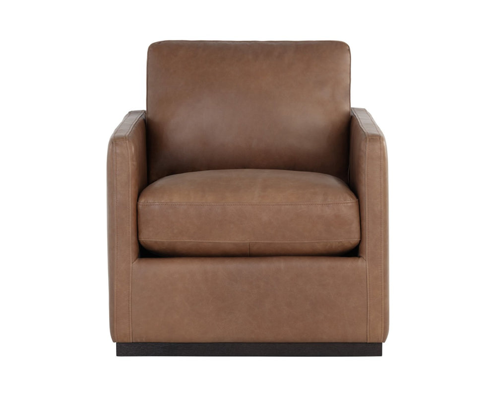 Sunpan PORTMAN Swivel Lounge Chair in Luxe Marseille Camel Leather - Modern Comfort & Style for Any Room 106586V