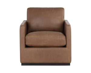 Sunpan PORTMAN Swivel Lounge Chair in Luxe Marseille Camel Leather - Modern Comfort & Style for Any Room 106586V