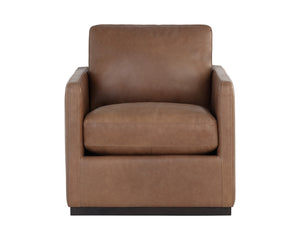 Sunpan Portman Swivel Lounge Chair - Modern Design with 360-Degree Comfort and Stylish Track Arms Marseille Camel Leather