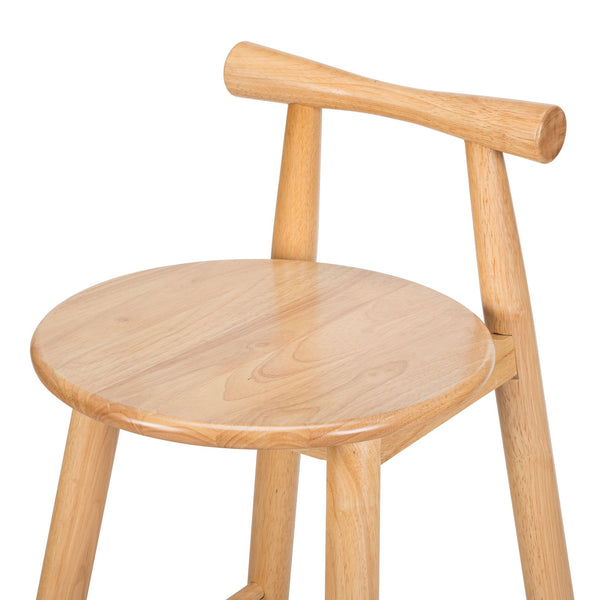 English Elm Christopher Knight Home® - Grove Rubberwood Barstools Set of 2 — Natural Finish, Ergonomic Round Seat, Sturdy Cross-Bar Backrest N775P336231N
