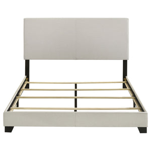 English Elm Efram Cream Upholstered Queen Bed with Padded Headboard, Slatted Frame, Metal Support—Minimal Chic B062P375997