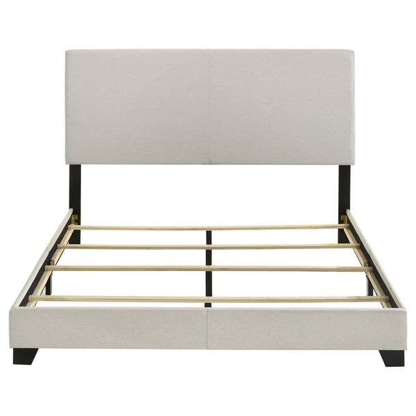English Elm Efram Cream Upholstered Queen Bed with Padded Headboard, Slatted Frame, Metal Support—Minimal Chic B062P375997
