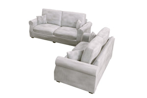 English Elm Contemporary Corduroy Sofa and Loveseat Set with Wooden Legs for Living Room B011S02181