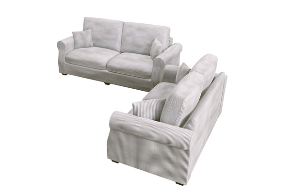 English Elm Contemporary Corduroy Sofa and Loveseat Set with Wooden Legs for Living Room B011S02181