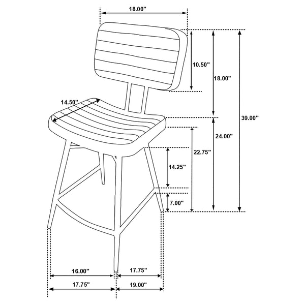 English Elm Senko Leather Channel Tufted Counter Stools with Iron Frame for Bar or Kitchen Set of 2 Brown B062P447996