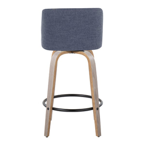 English Elm Mid-century Modern Walnut Bentwood Counter Stools with Upholstered Seats Set of 2 B202S00397