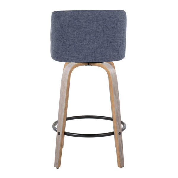 English Elm Mid-century Modern Walnut Bentwood Counter Stools with Upholstered Seats Set of 2 B202S00397