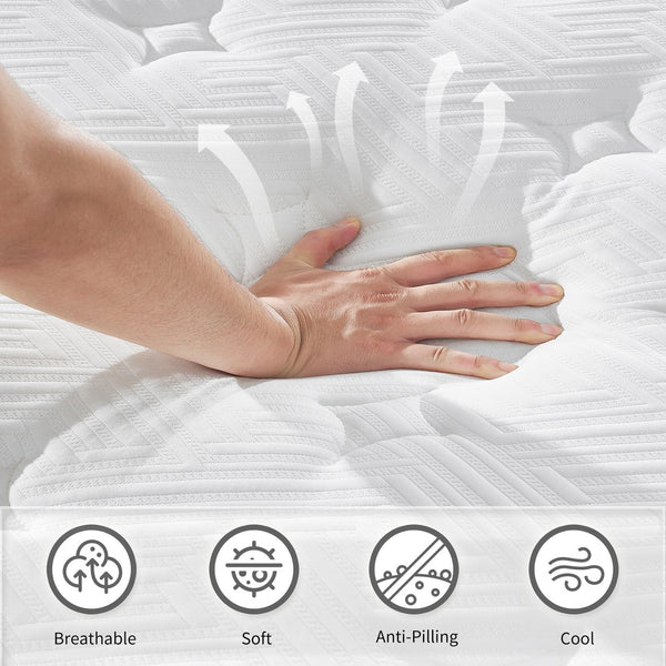 English Elm 12 Inch King Hybrid Mattress Pocket Springs Certified Foam Breathable Knit Cover W3017P301132