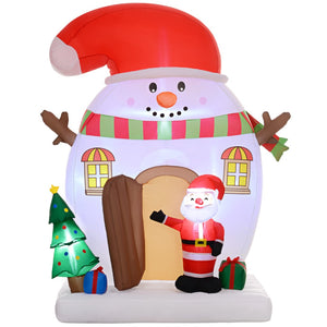 English Elm Outsunny 7.5Ft Inflatable Christmas Snowman Scene With Santa, Led Lights, Perfect For Outdoor Decor W2225P249938-GIGA