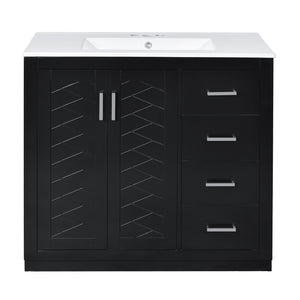 English Elm 72'' Bathroom Vanity Set With Soft-Close Drawers, Elegant Ceramic Sink & Ample Storage Solutions N710SS00013B