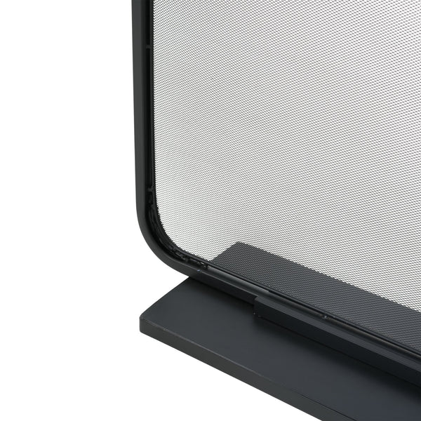 English Elm Tahlia Single Panel Iron Fireplace Screen Fine Mesh Spark Guard Modern Hearth Decor Black N775P386922B