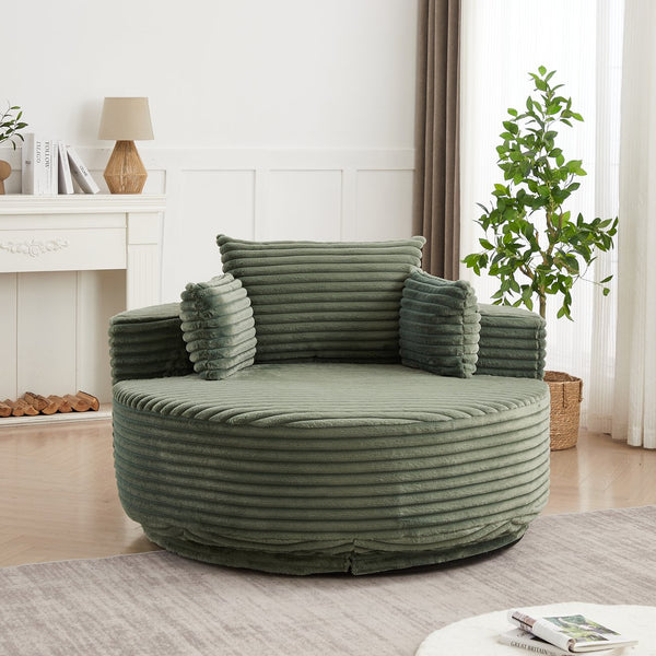 English Elm 55''l 55'l Chenille Foam Swivel Lounge Chair Plush 360 Rotation Modern Seating for Any Room W834S00594
