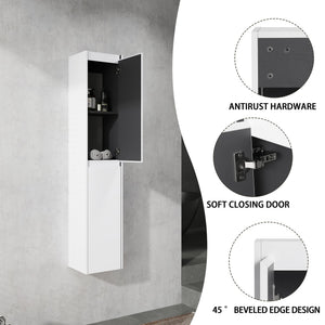 English Elm 12" Bathroom Side Cabinet - Sleek Wall-Mounted Design With Soft-Close Doors For Organized Storage W999S00278