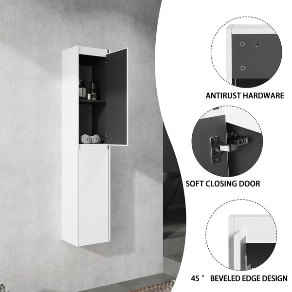 English Elm 12" Bathroom Side Cabinet - Sleek Wall-Mounted Design With Soft-Close Doors For Organized Storage W999S00278