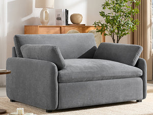 English Elm 50*43" Oversized Chenille Armchair Deep Lounge Seat Modern Minimalist Living Room Chair Gray N723S5042R