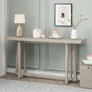 English Elm 59.84'' Console Table with Sturdy Construction and Weather-Resistant Finish for Entryway, Patio, Hallway Grey W757P246399