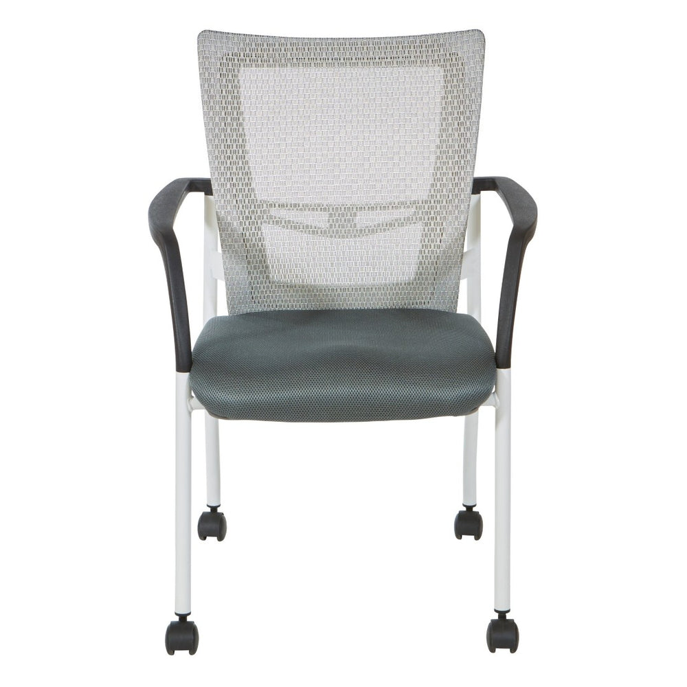 OSP Home Furnishings Progrid® Mesh Back Guest Chair with Lumbar Support Padded Seat and Metal Frame Grey 8840W-2M