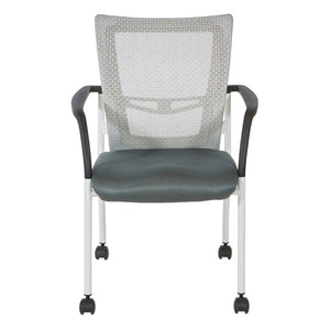 OSP Home Furnishings Progrid® Mesh Back Guest Chair with Lumbar Support Padded Seat and Metal Frame Grey 8840W-2M
