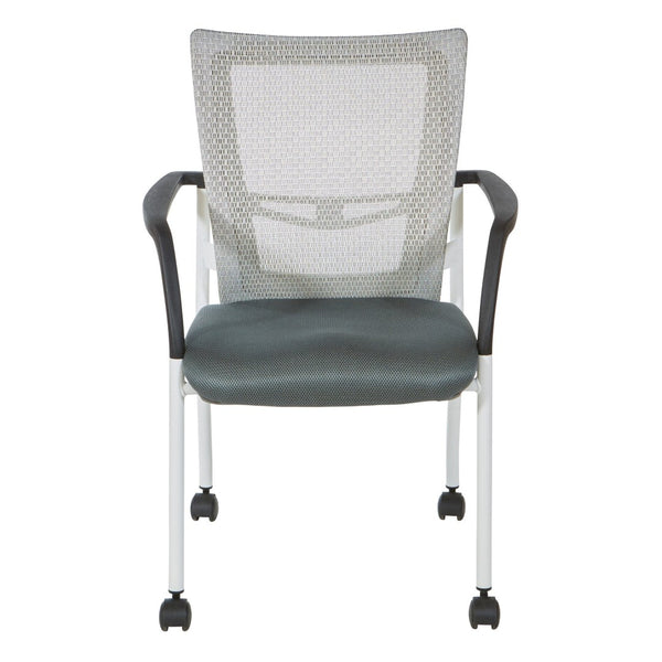 OSP Home Furnishings Progrid® Mesh Back Guest Chair with Lumbar Support Padded Seat and Metal Frame Grey 8840W-2M
