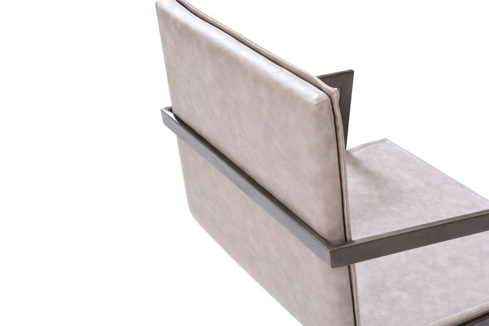 VIG Furniture Jago Contemporary White-Wash Grey Leatherette Dining Chair With Gunmetal Semi-Circular Base, No Assembly VGVCB825A-GRY