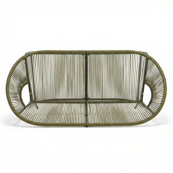 English Elm Condessa Outdoor Pe Rattan Loveseat Iron Frame Weather Resistant Patio Seating Green N775P423051G