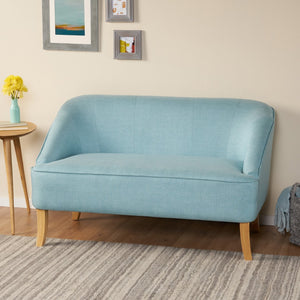 Christopher Knight Home® - Noble House - Justus Mid Century Modern Light Blue Fabric Loveseat