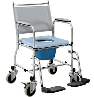 English Elm Bedside 3 in 1 Commode Rolling Shower Chair with Pu Padded Seat and Locking Wheels T3971P412441