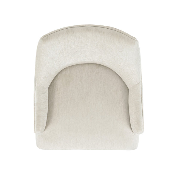 English Elm Beever Wood Chenille Armchair - Elegant Cream Upholstered Accent Chair With Ergonomic Support B365P397713