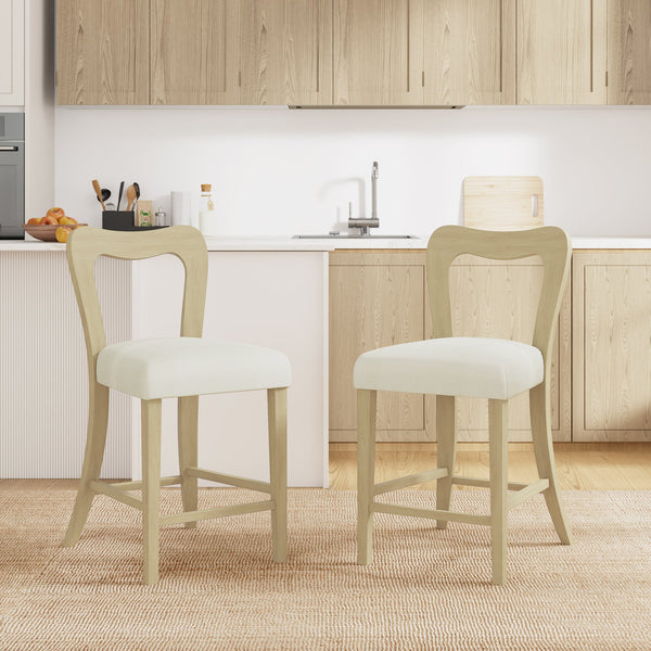 English Elm Christopher Knight Home® - Counter Stool with Curved Ergonomic Back, Solid Rubberwood Frame and Plush Upholstered Seat for Comfort Beige,Natural Ash N771P254008A