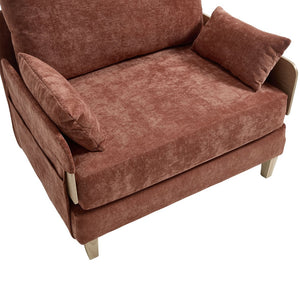 English Elm Foldable mid-century sleeper sofa bed recliner 3-in-1 convertible for small spaces with pillows and storage Orange W395P290558