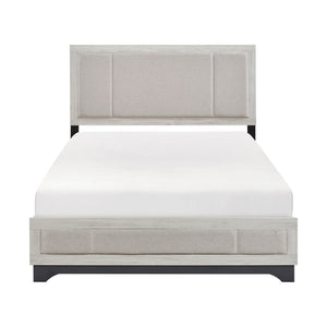 English Elm Contemporary Plush Upholstered Two-Tone Platform Twin Bed with Padded Headboard and Footboard, Sturdy Modern Frame Gray,White Oak 68 L x 31 W x 7 H B011S01825