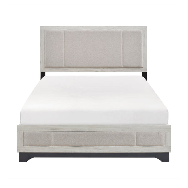 English Elm Contemporary Plush Upholstered Two-Tone Platform Twin Bed with Padded Headboard and Footboard, Sturdy Modern Frame Gray,White Oak 68 L x 31 W x 7 H B011S01825