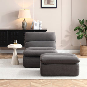 English Elm 32" Tufted Foam Chaise Lounge with Matching Ottoman for Adults Bedroom Living Room Grey W1117P436336