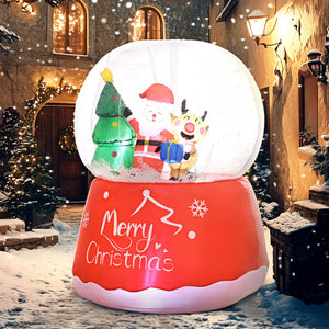 English Elm Outsunny 5.5Ft Inflatable Christmas Crystal Ball With Santa & Reindeer, Led Lights For Festive Decor W2225P249950-GIGA